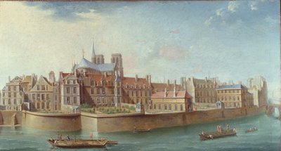 Uitzicht op het Ile de la Cité vanaf Ile St. Louis, Parijs door Nicolas Raguenet